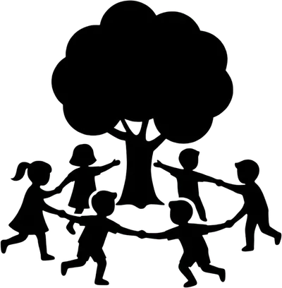 The Vinodam logo with kids playing around the same tree